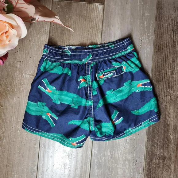 child of mine by carter's size 6-9m baby boy swim trunks blue green crocodile - Picture 6 of 10